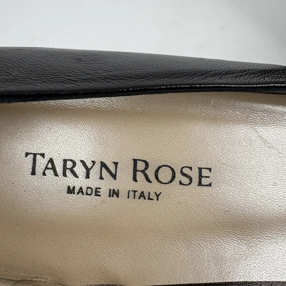 TARYN ROSE Size 8 Black Brocade Wedge Peep Toe Heels Shoes 38.5 Eur